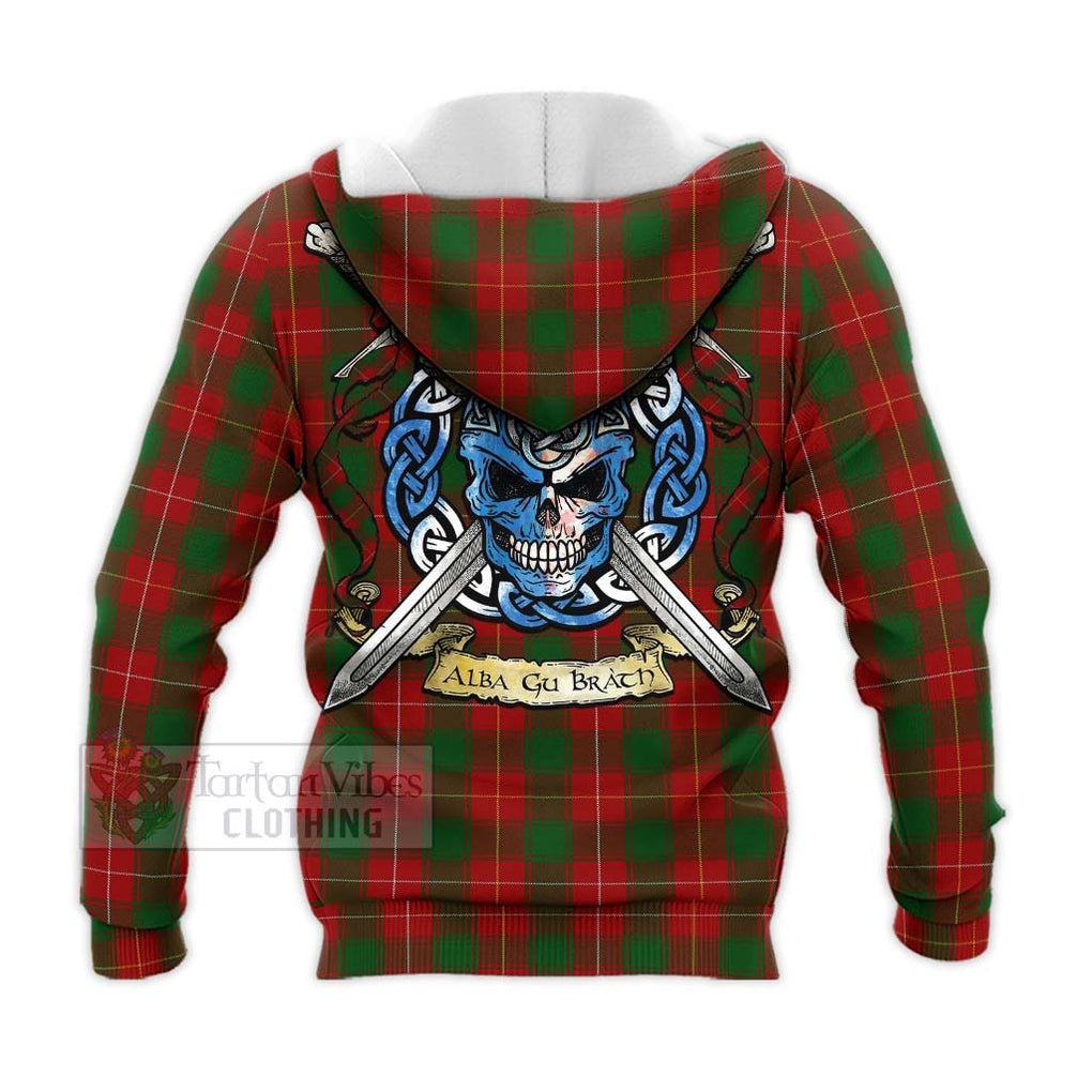 Tartan Vibes Clothing MacFie (McFie) Tartan Knitted Hoodie with Family Crest Celtic Skull Style