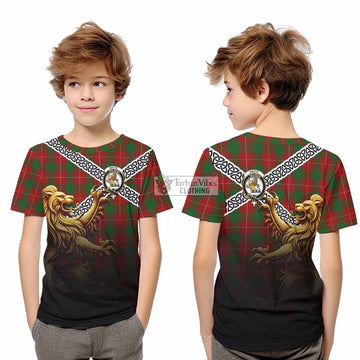 Tartan Vibes Clothing MacFie (McFie) Crest Tartan Kid T-Shirt with Golden Lion Emblem Celtic Style