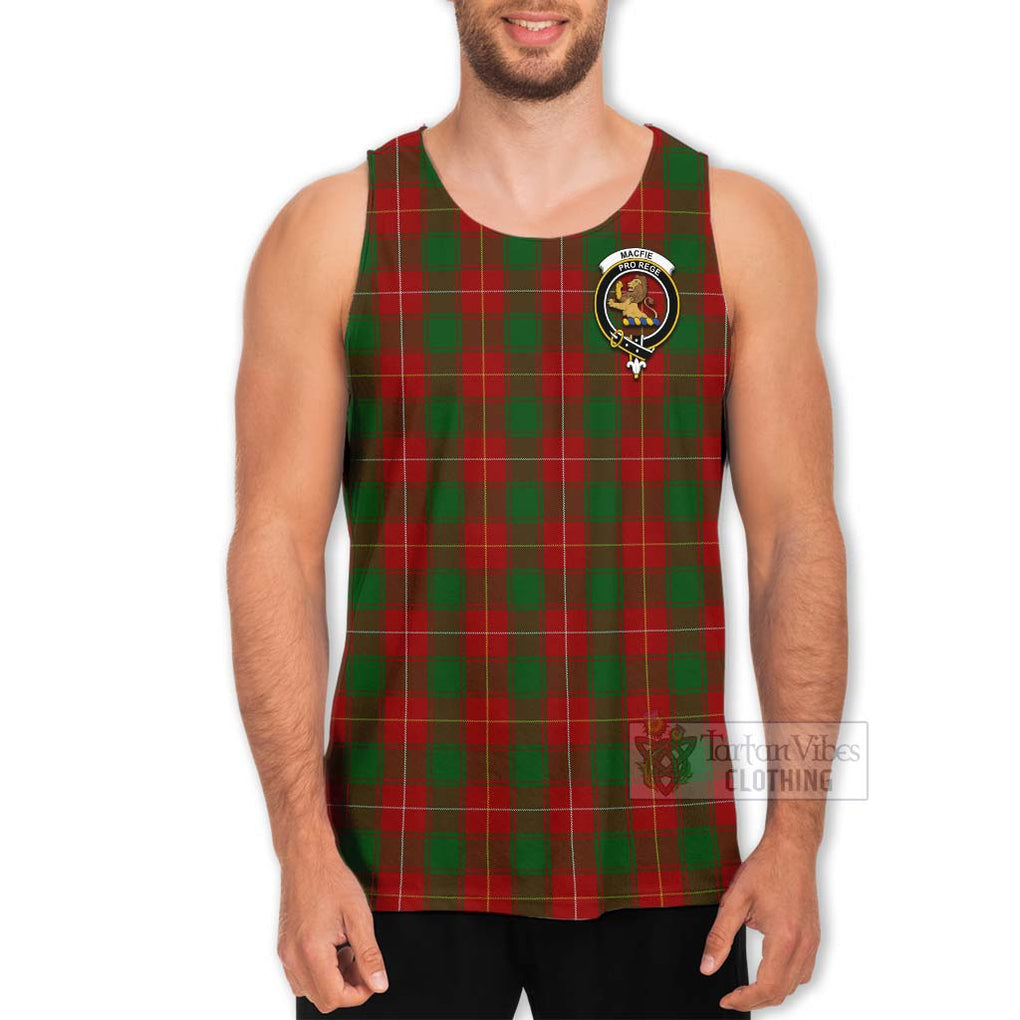 Tartan Vibes Clothing MacFie (McFie) Tartan Men's Tank Top with Family Crest and Bearded Skull Holding Bottles of Whiskey