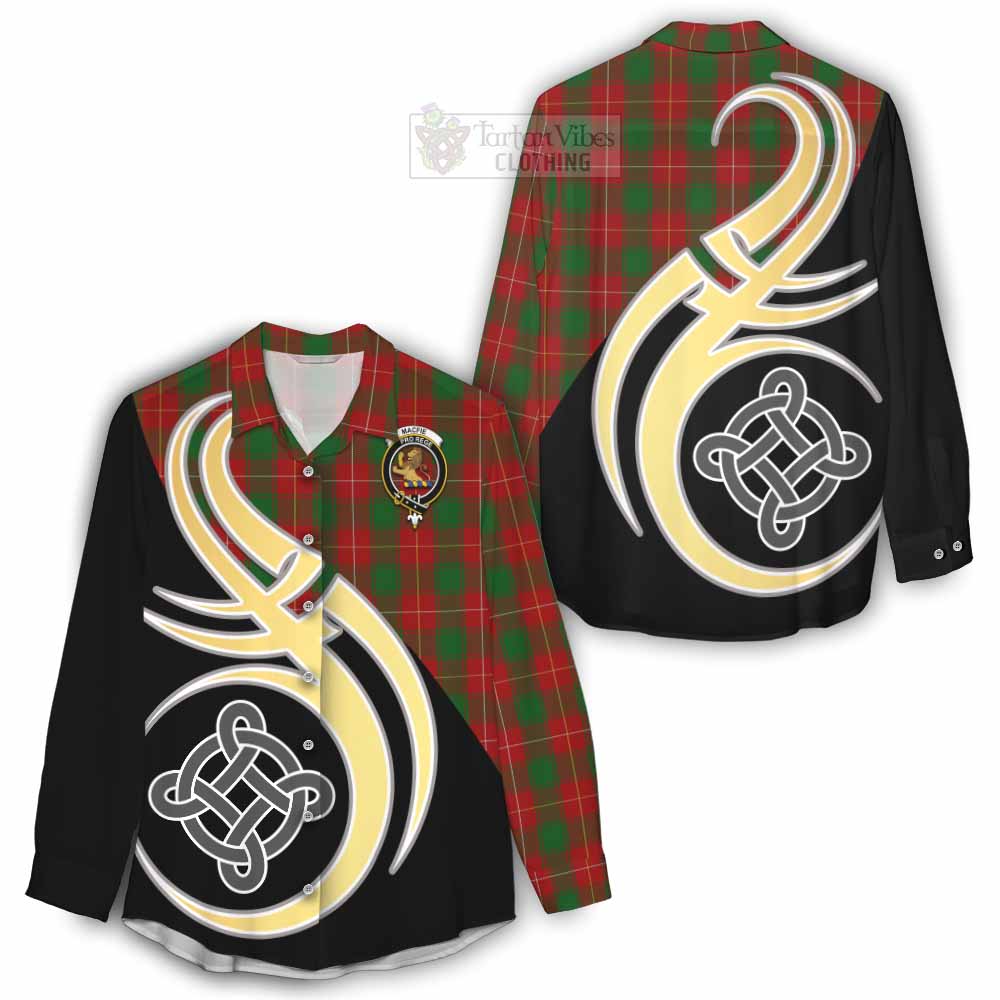 Tartan Vibes Clothing MacFie (McFie) Tartan Women's Casual Shirt with Family Crest and Celtic Symbol Style