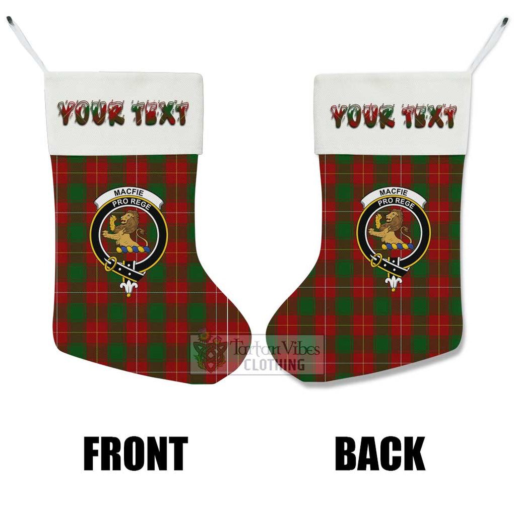 Tartan Vibes Clothing MacFie (McFie) Tartan Family Crest Christmas Stocking with Personalized Text