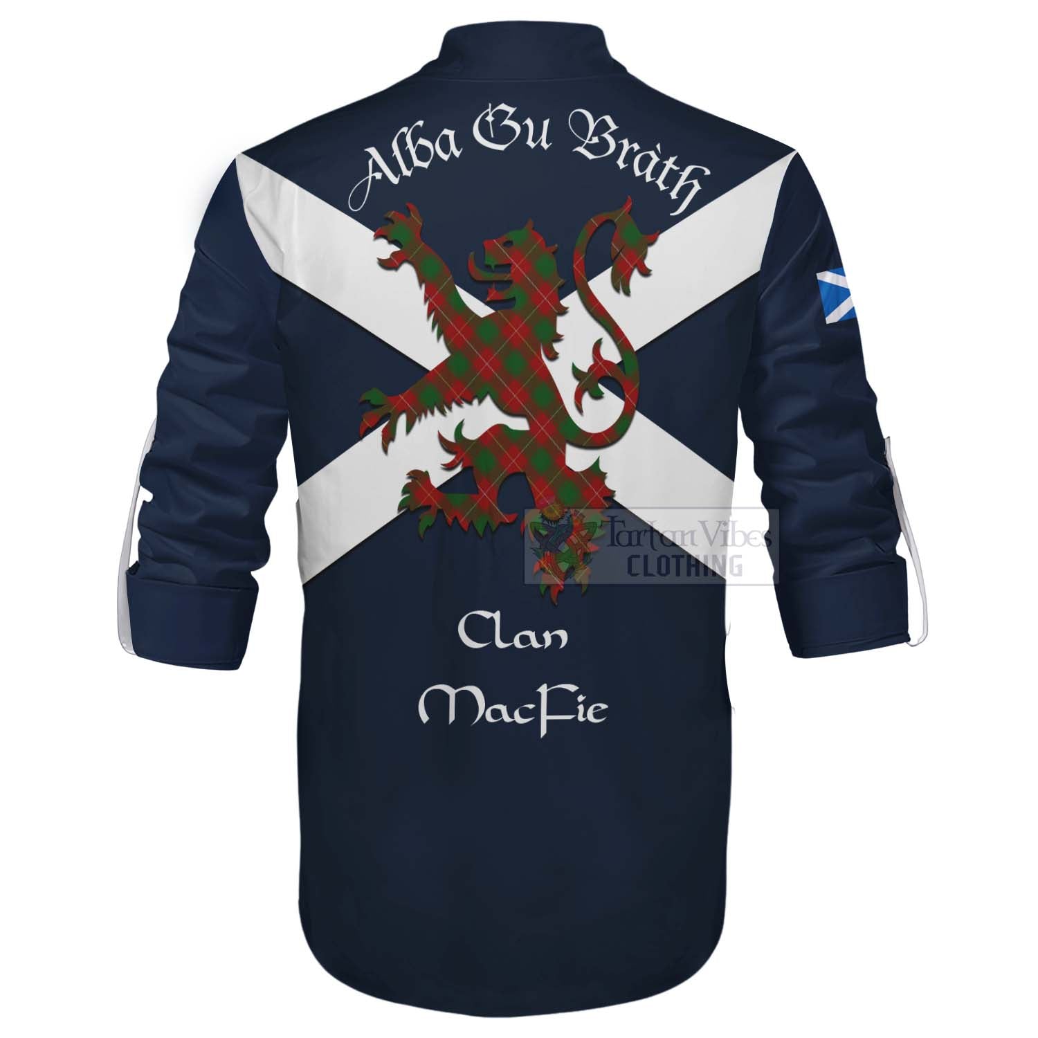 Tartan Vibes Clothing MacFie (McFie) Tartan Lion Rampant Ghillie Kilt Shirt Proudly Display Your Heritage with Alba Gu Brath and Clan Name