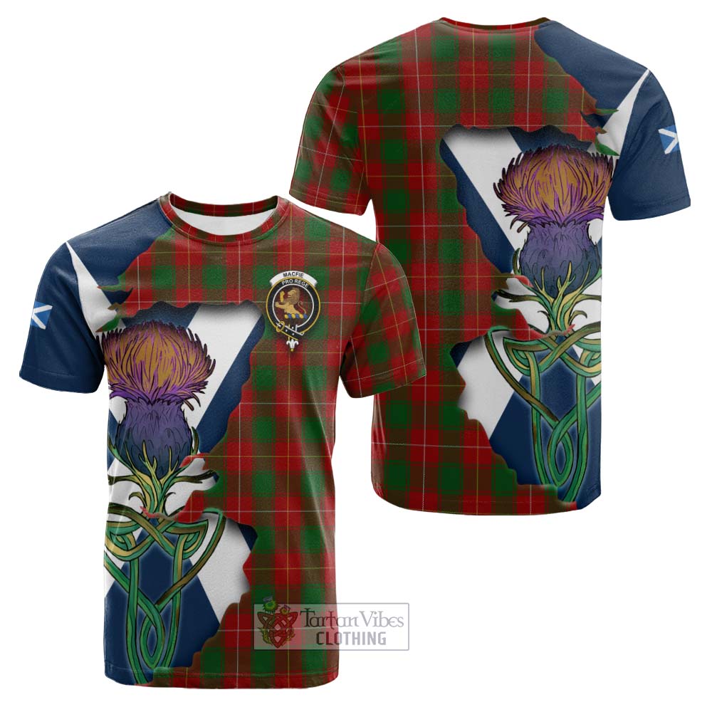 Tartan Vibes Clothing MacFie (McFie) Tartan Family Crest Cotton T-shirt Scottish Thistle Celtic Inspired