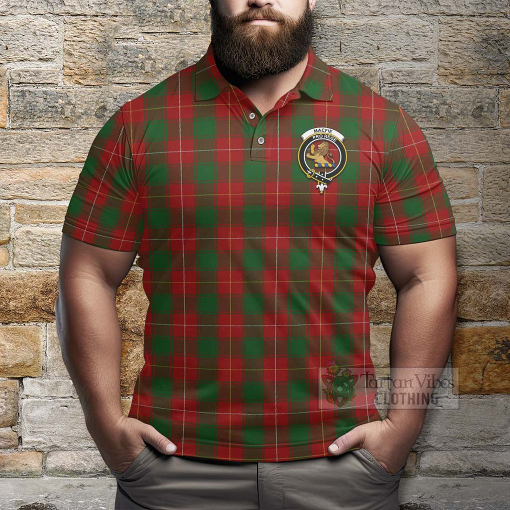 Tartan Vibes Clothing MacFie (McFie) Tartan Polo Shirt with Family Crest and Bearded Skull Holding Bottles of Whiskey