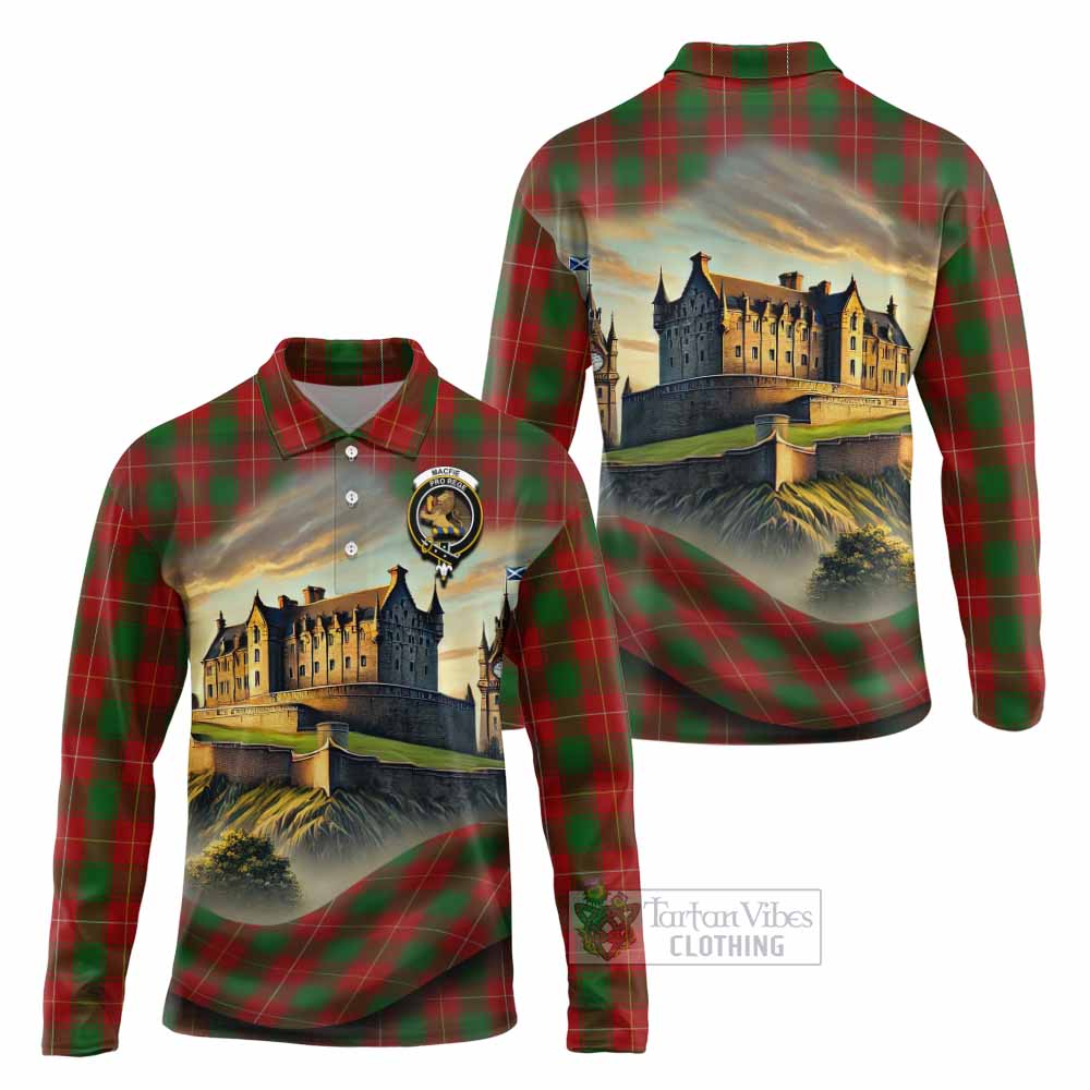Tartan Vibes Clothing MacFie (McFie) Tartan Family Crest Long Sleeve Polo Shirt with Scottish Ancient Castle Style
