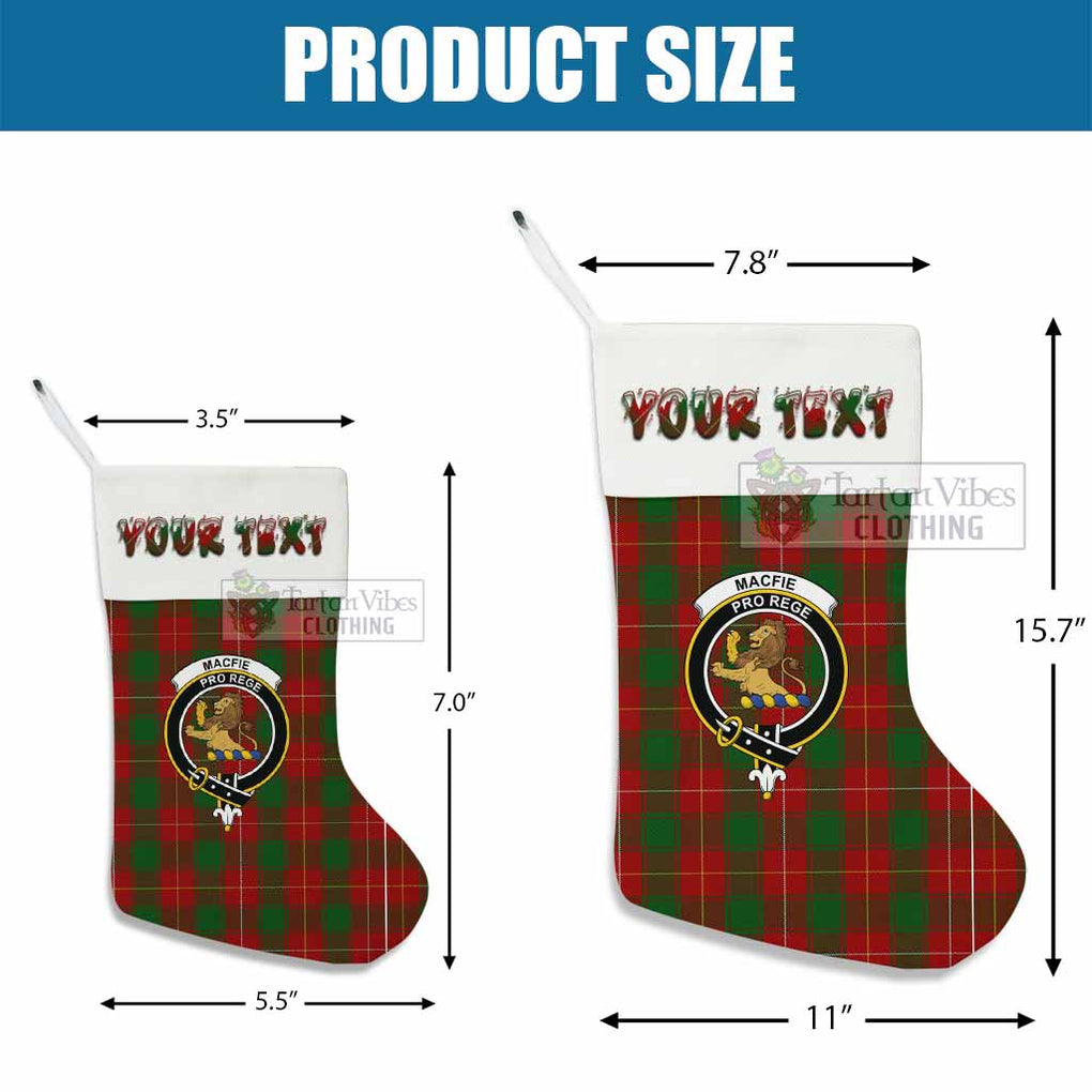 Tartan Vibes Clothing MacFie (McFie) Tartan Family Crest Christmas Stocking with Personalized Text