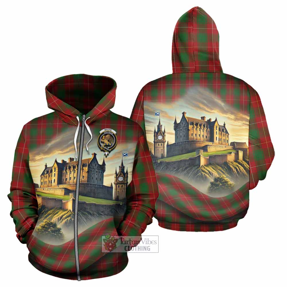 Tartan Vibes Clothing MacFie (McFie) Tartan Family Crest Hoodie with Scottish Ancient Castle Style