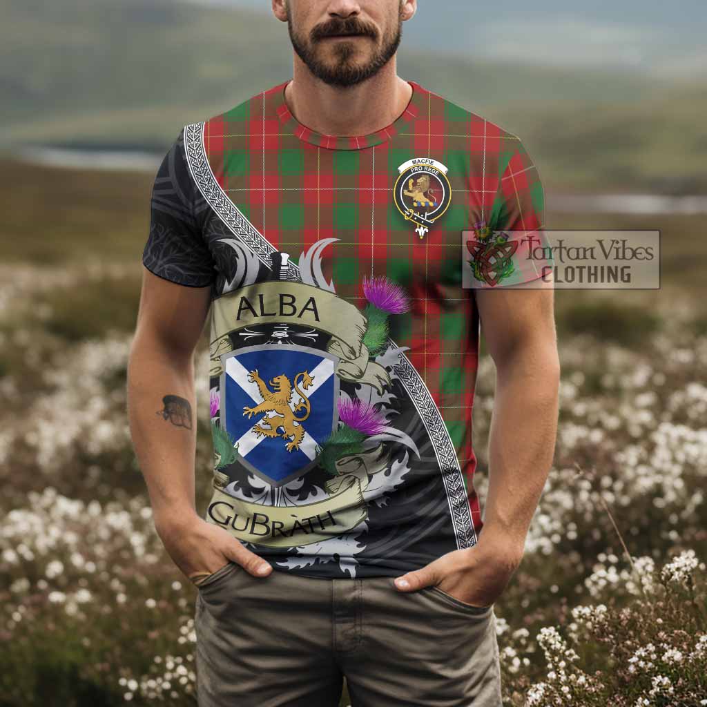Tartan Vibes Clothing MacFie (McFie) Tartan Family Crest T-Shirt Lion Rampant Royal Thistle Shield Celtic Inspired