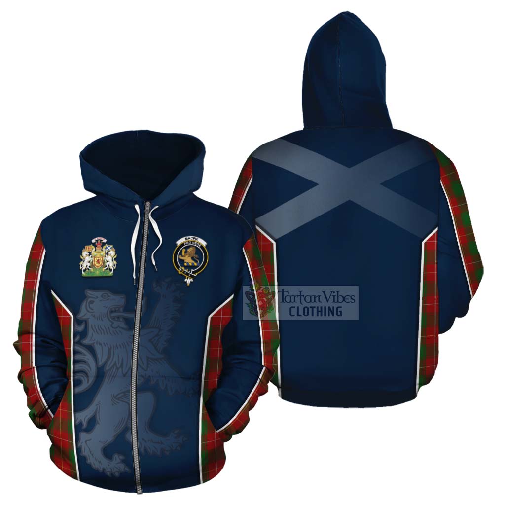 Tartan Vibes Clothing MacFie (McFie) Tartan Cotton Hoodie with Family Crest and Lion Rampant Vibes Sport Style