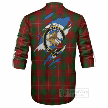 MacFie (McFie) Clan Crest In Me Tartan Ghillie Shirt Scotland Flag Style
