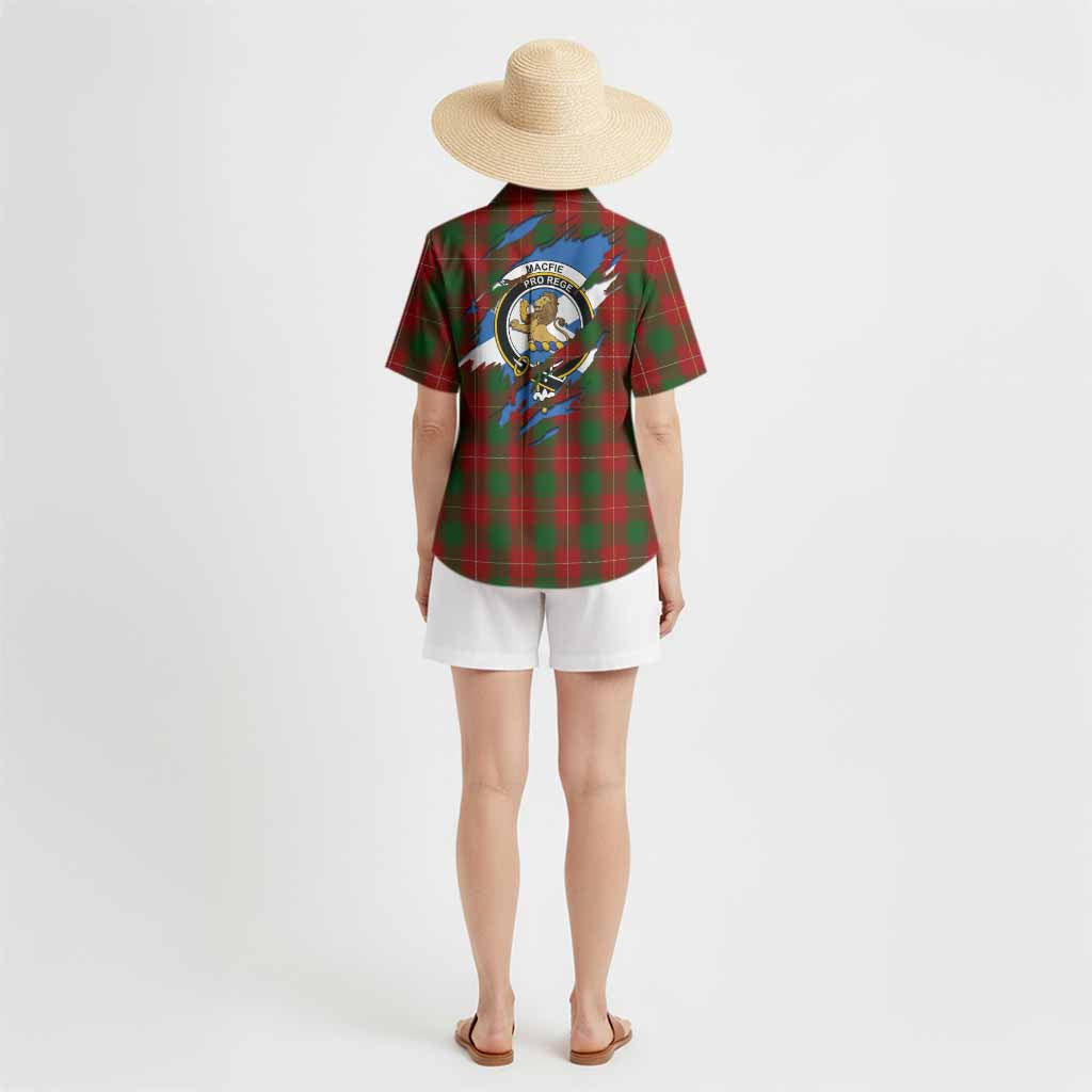 MacFie (McFie) Clan Crest In Me Tartan Hawaiian Shirt Scotland Flag Style