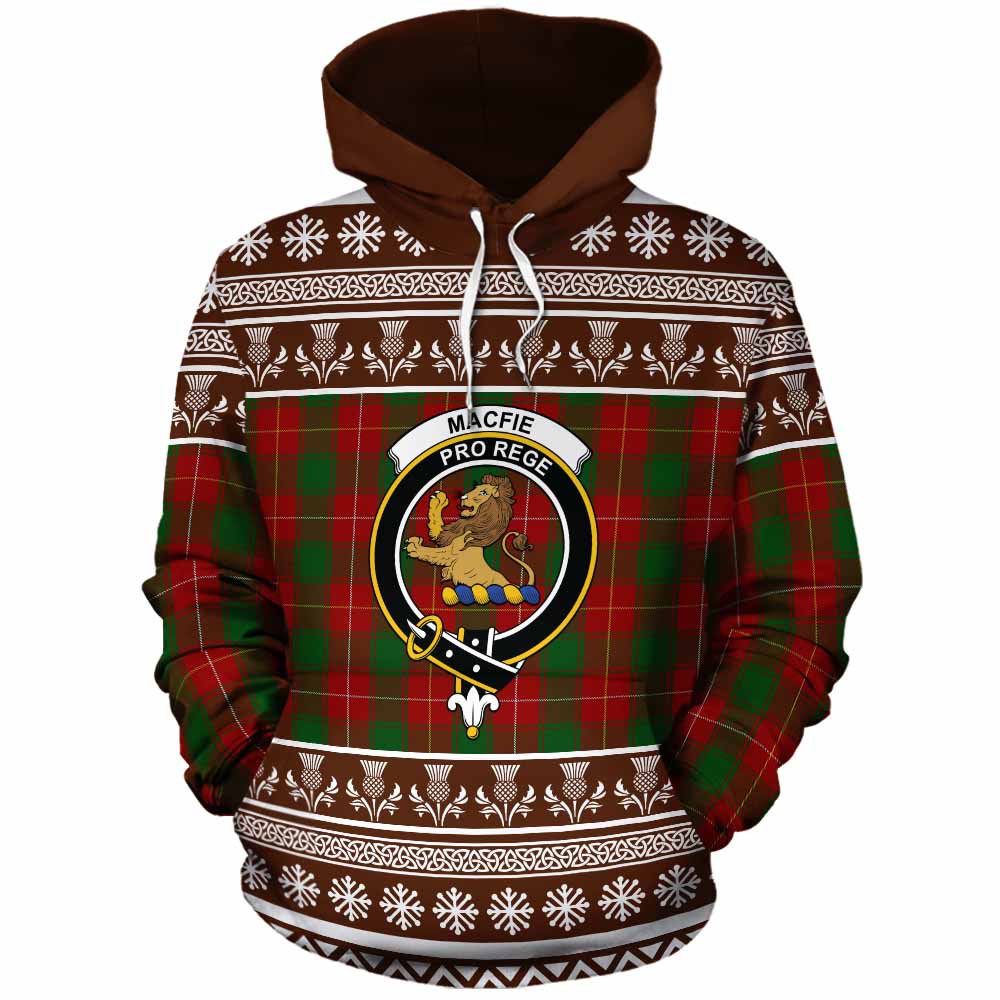 MacFie (McFie) Clan Tartan Christmas Cotton Hoodie with Family Crest - Tartan Vibes Clothing
