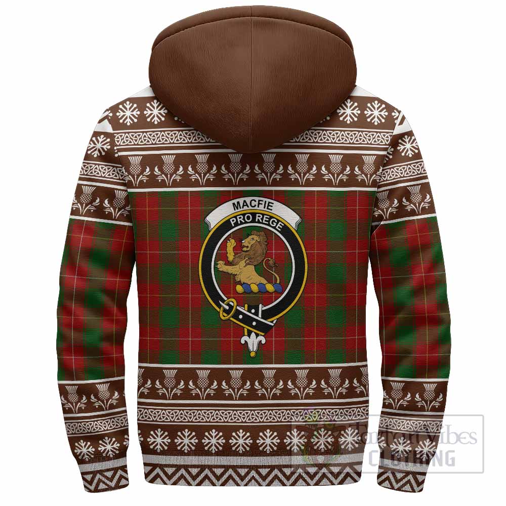 MacFie (McFie) Clan Tartan Christmas Fleece Hoodie with Family Crest - Tartan Vibes Clothing