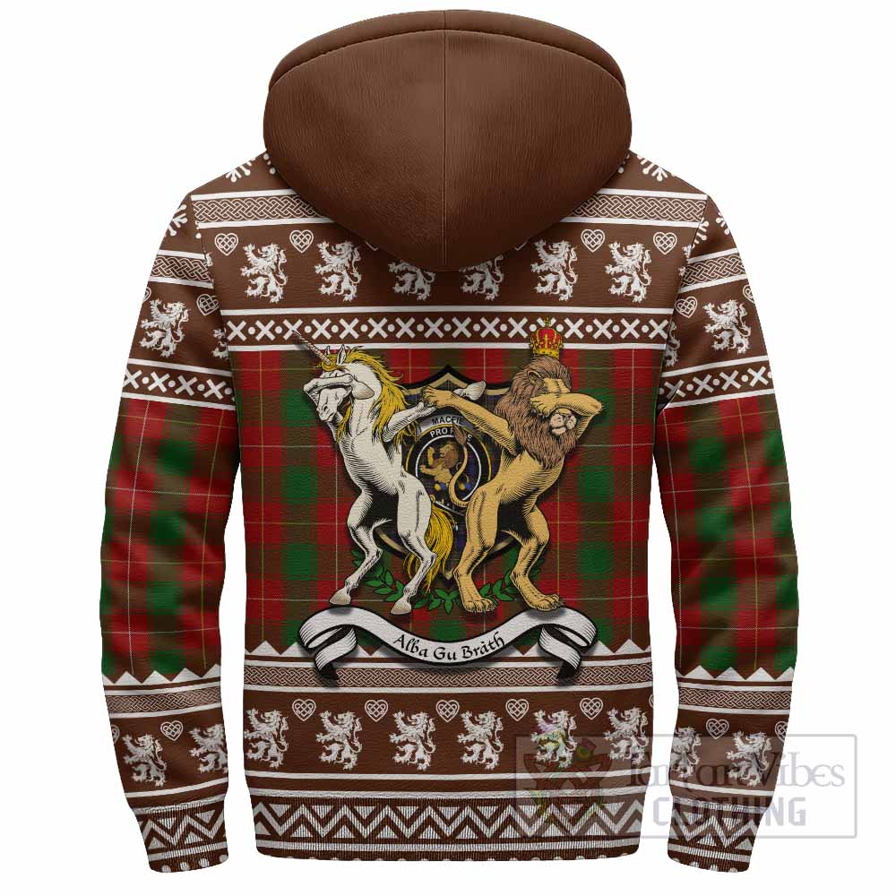 MacFie (McFie) Clan Tartan Crest Christmas Fleece Hoodie Coat of Arms Funny Style - Tartan Vibes Clothing