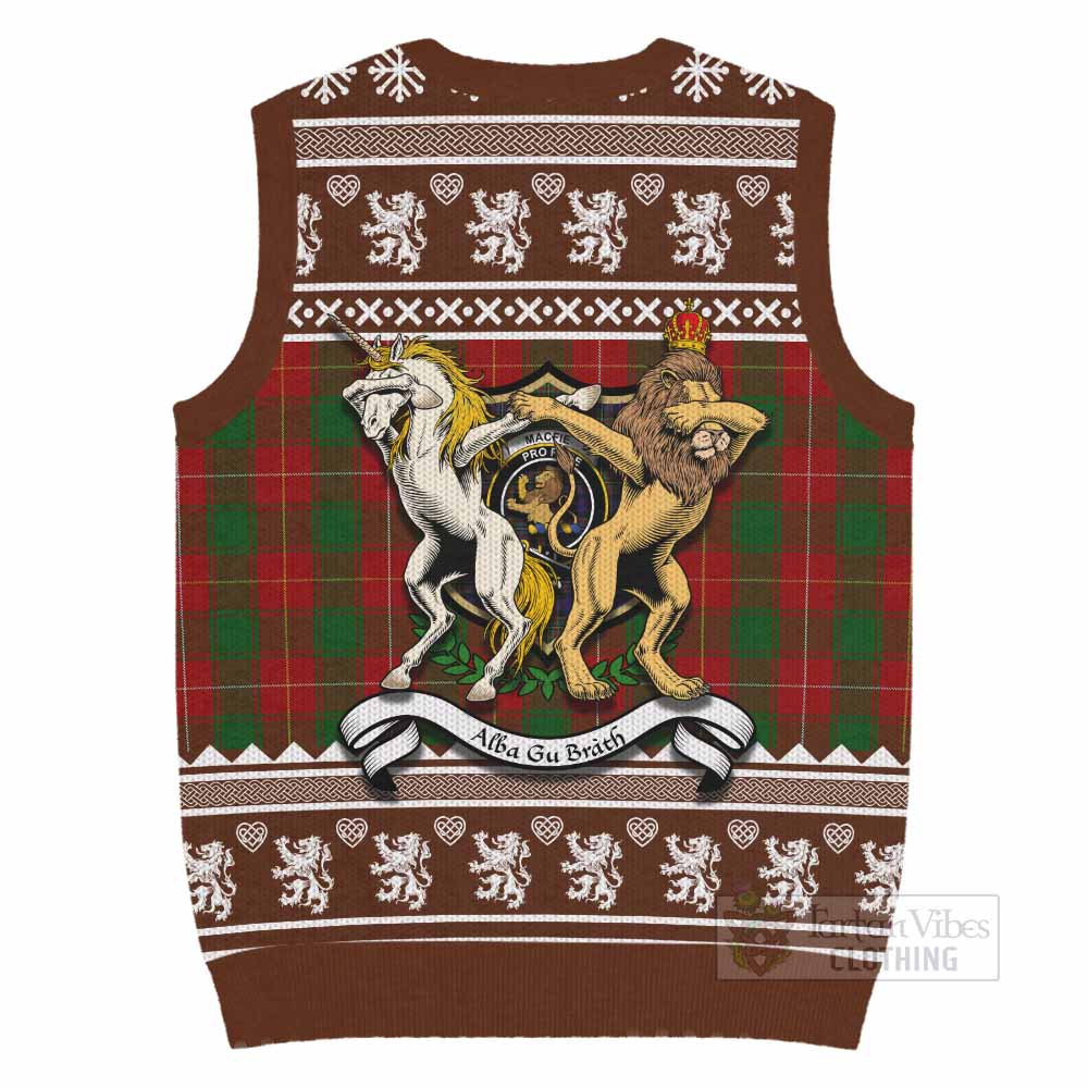 MacFie (McFie) Clan Tartan Crest Christmas Knitted V-Neck Vest Coat of Arms Funny Style - Tartan Vibes Clothing