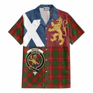 MacFie (McFie) Crest Tartan Cotton Hawaiian Shirt with Lion Rampant Saltire Style
