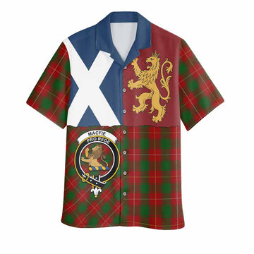 MacFie (McFie) Crest Tartan Hawaiian Shirt with Lion Rampant Saltire Style