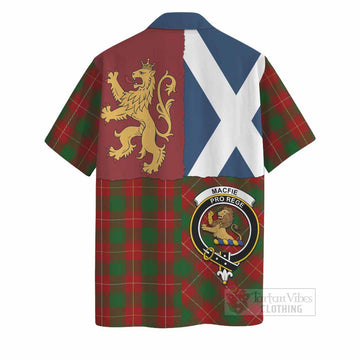 MacFie (McFie) Crest Tartan Hawaiian Shirt with Lion Rampant Saltire Style
