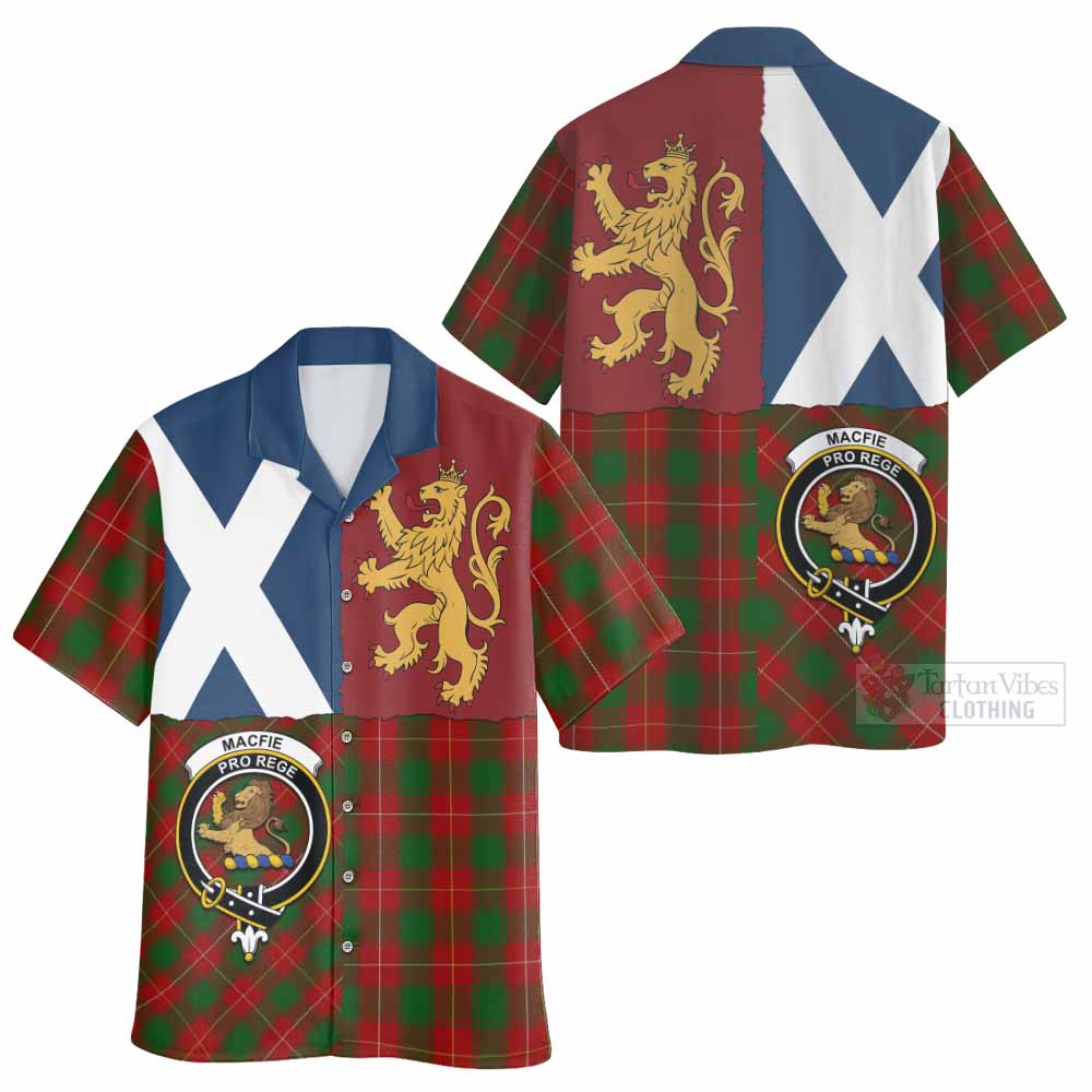 MacFie (McFie) Crest Tartan Hawaiian Shirt with Lion Rampant Saltire Style