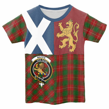 MacFie (McFie) Crest Tartan Kid T-shirt with Lion Rampant Saltire Style - Tartan Vibes Clothing