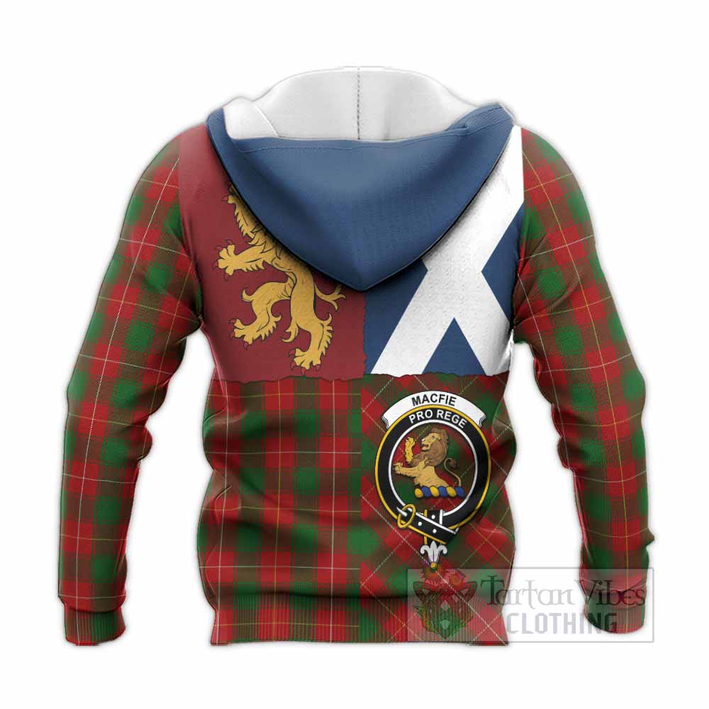 MacFie (McFie) Crest Tartan Knitted Hoodie with Lion Rampant Saltire Style