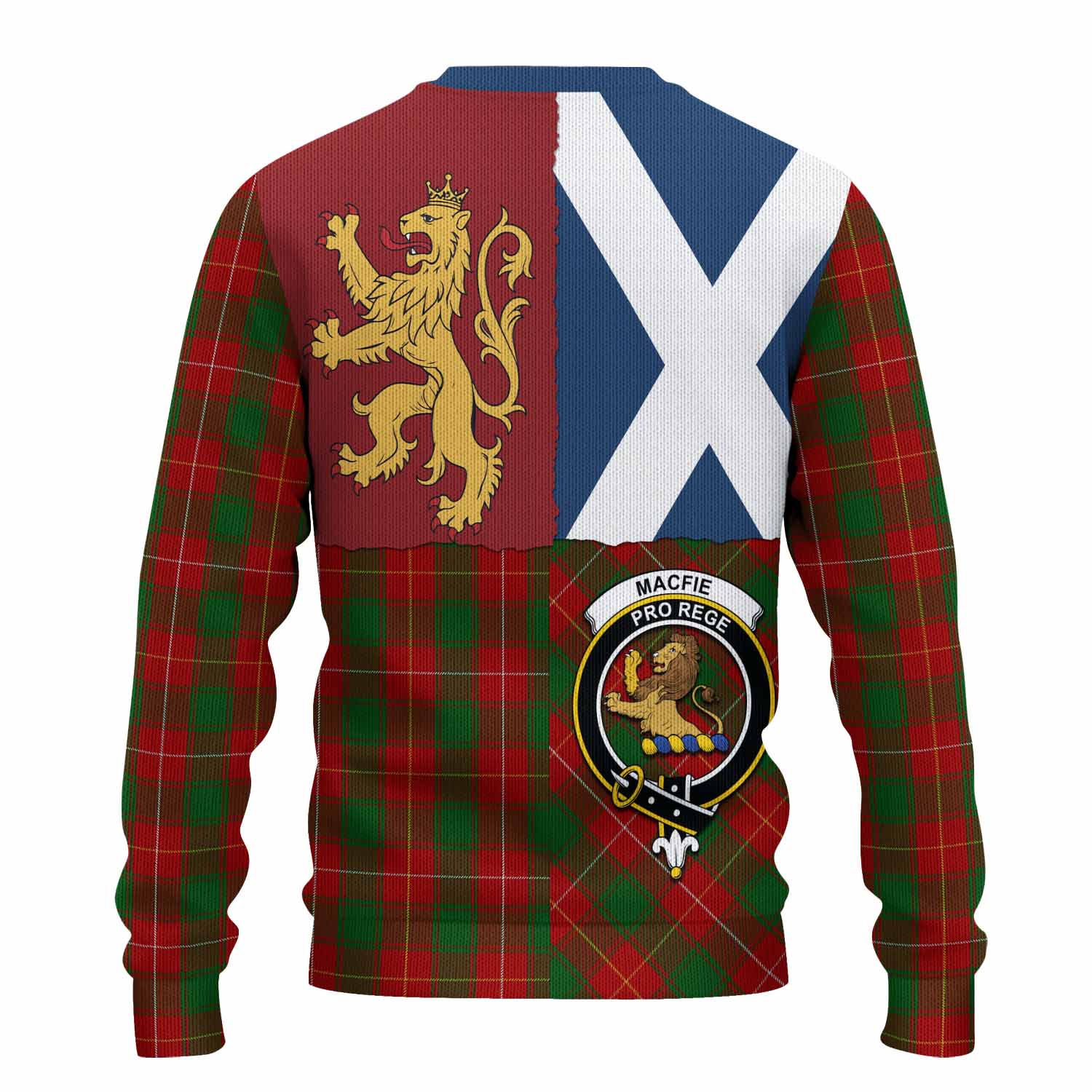 MacFie (McFie) Crest Tartan Knitted Sweater with Lion Rampant Saltire Style