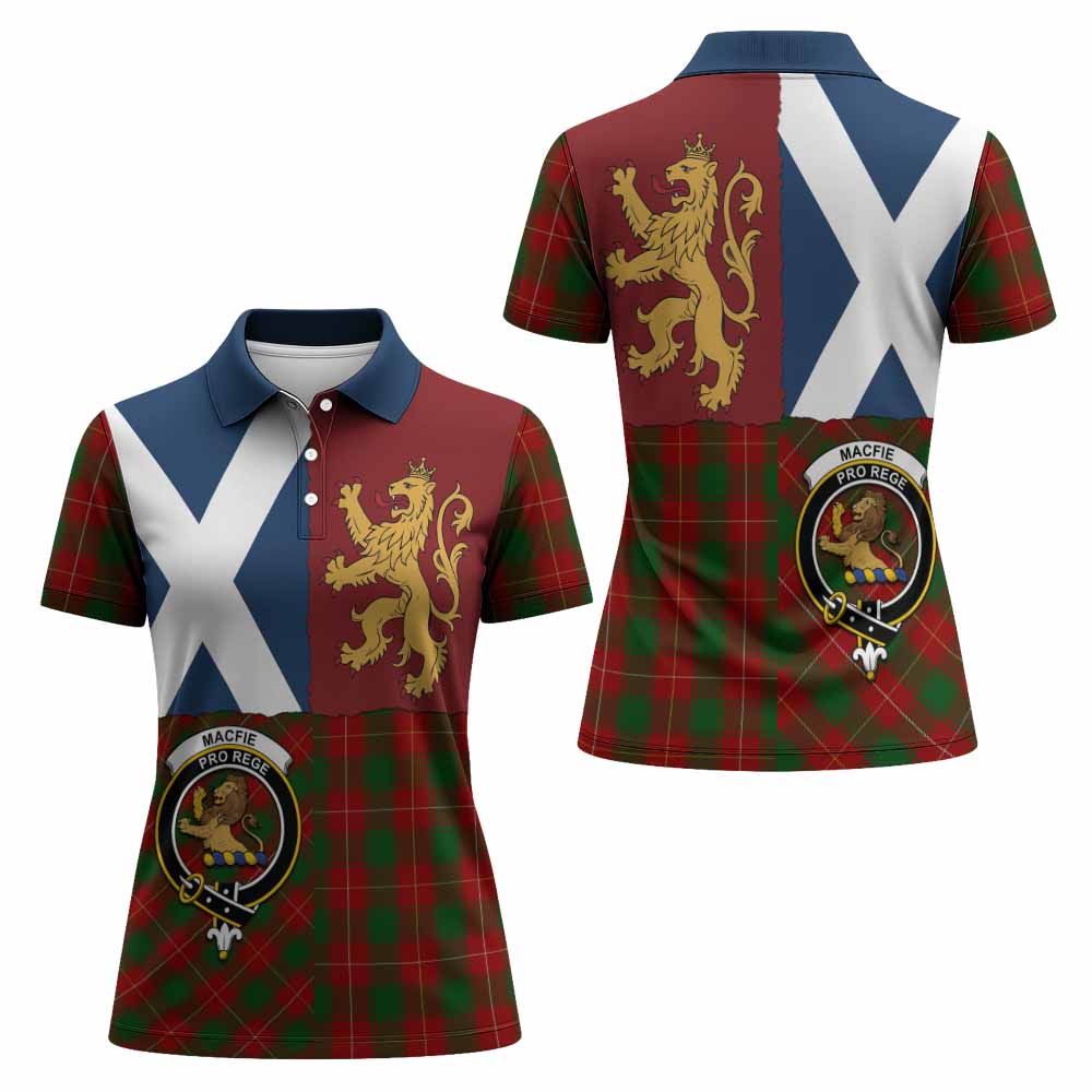 MacFie (McFie) Crest Tartan Women Polo Shirt with Lion Rampant Saltire Style