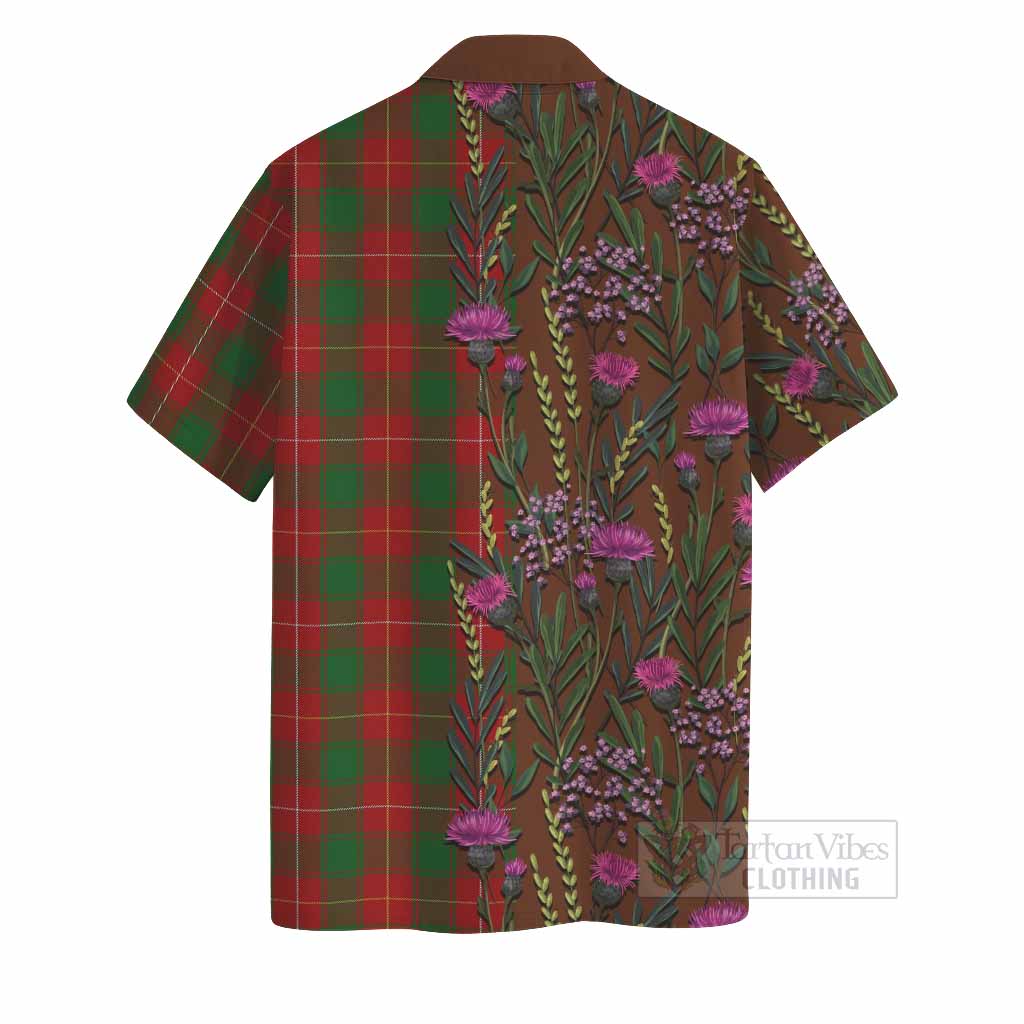 MacFie (McFie) Family Crest Tartan Hawaiian Shirt Scottish Thistle Flower Pattern Half Style - Tartan Vibes Clothing