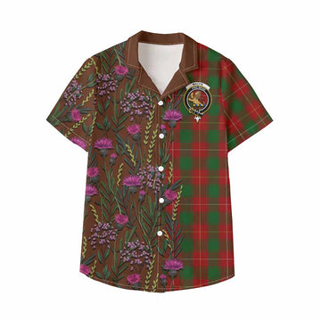 MacFie (McFie) Family Crest Tartan Kid Hawaiian Shirt Scottish Thistle Flower Pattern Half Style - Tartan Vibes Clothing