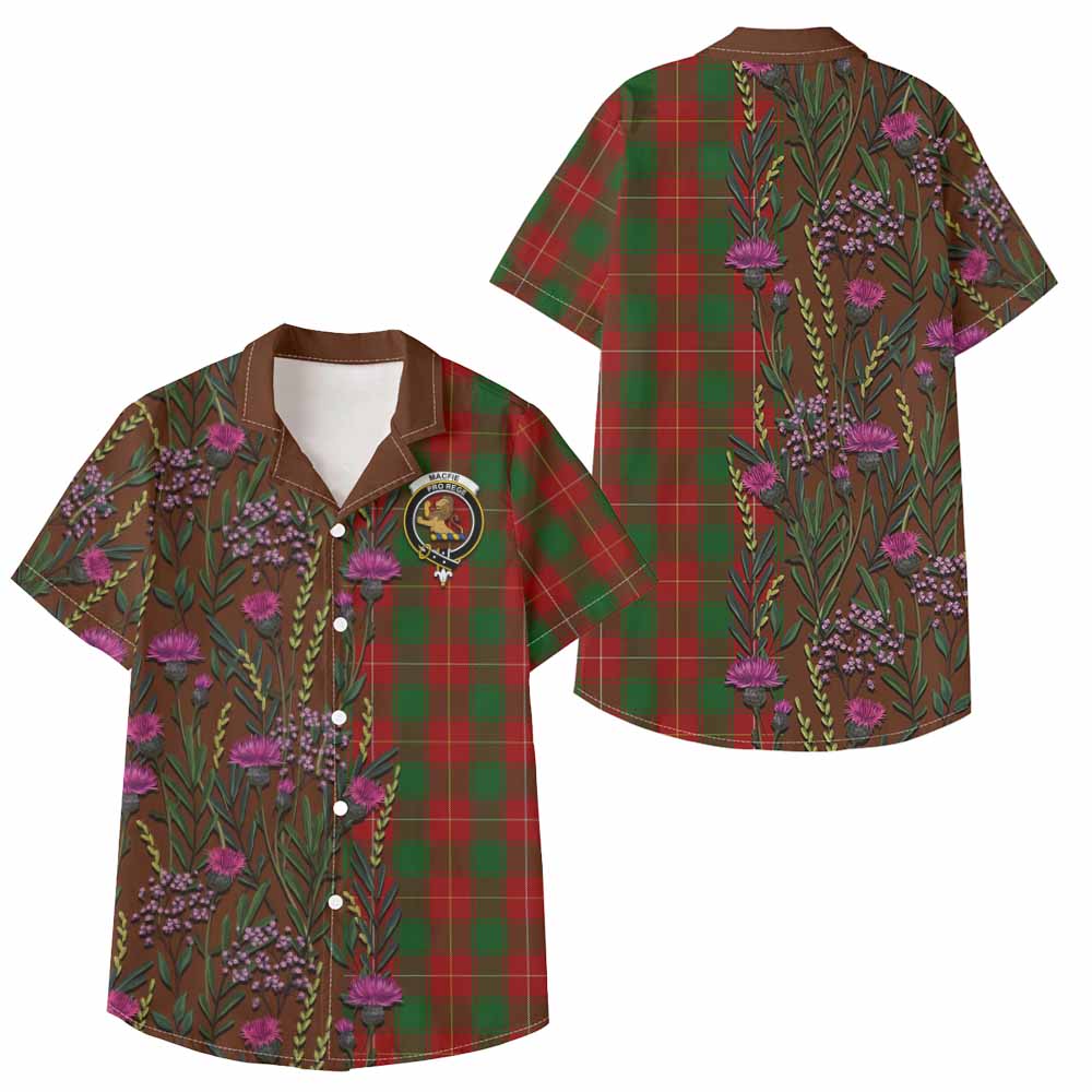 MacFie (McFie) Family Crest Tartan Kid Hawaiian Shirt Scottish Thistle Flower Pattern Half Style - Tartan Vibes Clothing