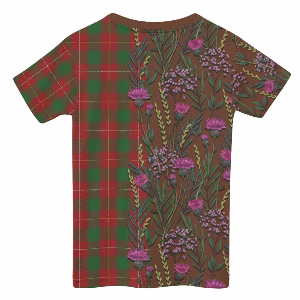 MacFie (McFie) Family Crest Tartan Kid T-shirt Scottish Thistle Flower Pattern Half Style - Tartan Vibes Clothing