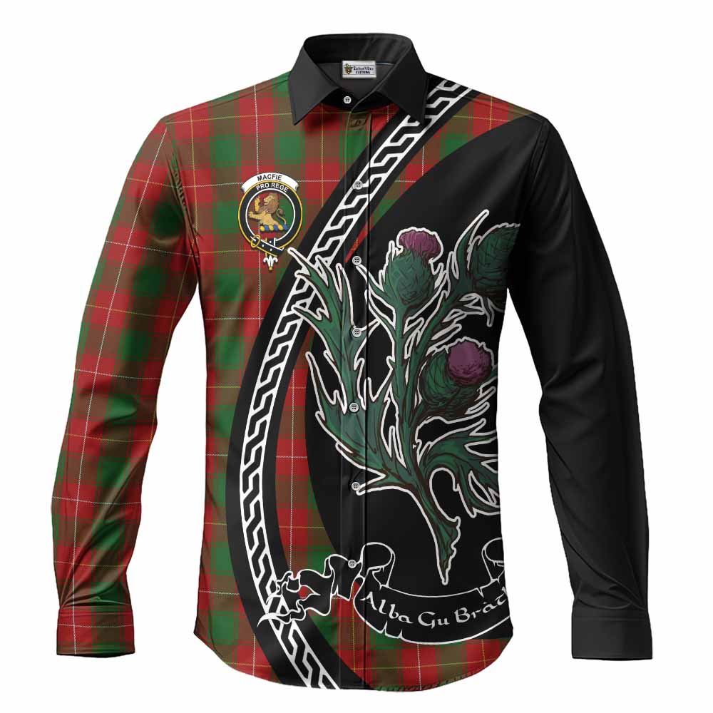 MacFie (McFie) Family Crest Tartan Long Sleeve Button Shirts Alba Thistle Inspired - Tartan Vibes Clothing