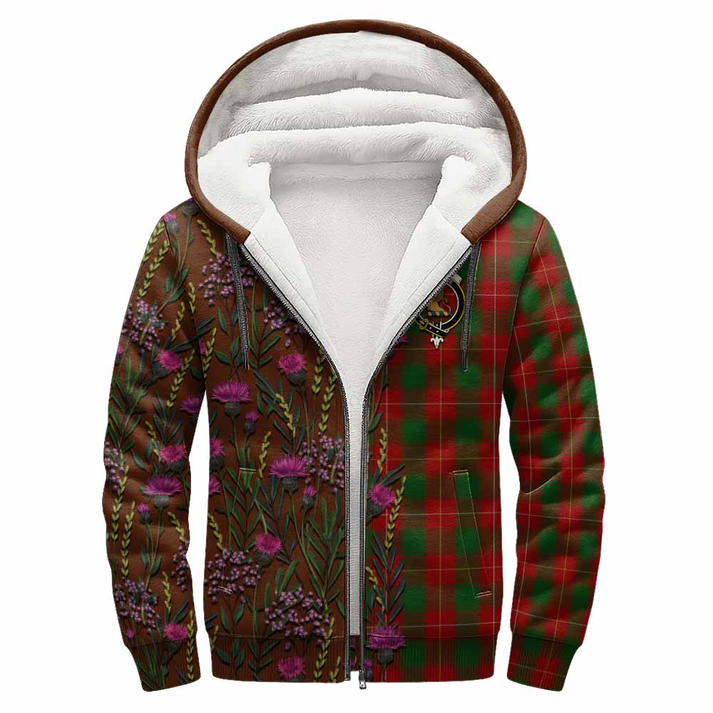 MacFie (McFie) Family Crest Tartan Sherpa Hoodie Scottish Thistle Flower Pattern Half Style - Tartan Vibes Clothing