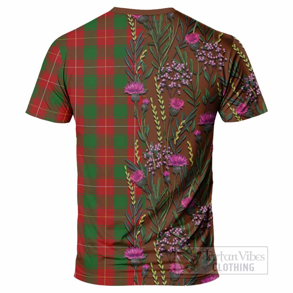 MacFie (McFie) Family Crest Tartan T-Shirt Scottish Thistle Flower Pattern Half Style - Tartan Vibes Clothing