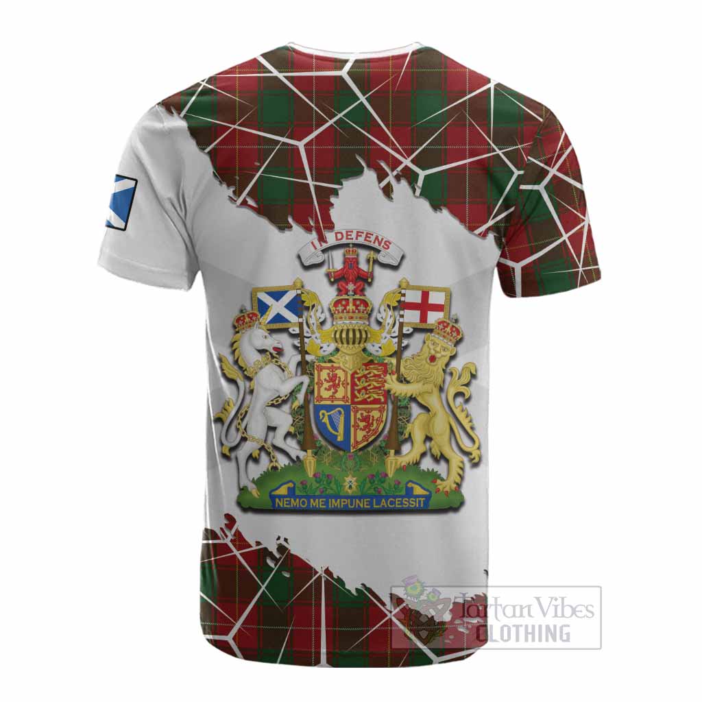 MacFie (McFie) Tartan Cotton T-shirt with Family Crest and Lion Rampant Grunge Style