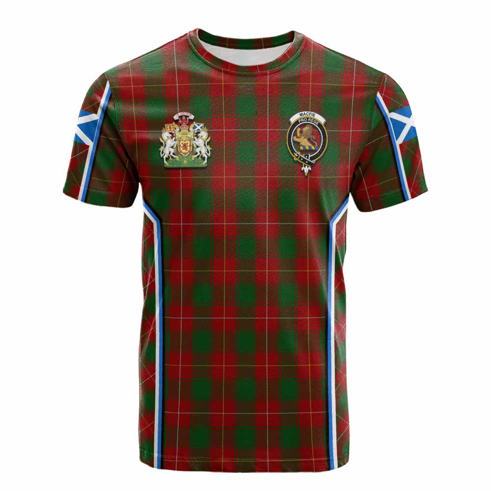 MacFie (McFie) Tartan Crest Cotton T-shirt Scotland Coat of Arm Flag Style - Tartan Vibes Clothing