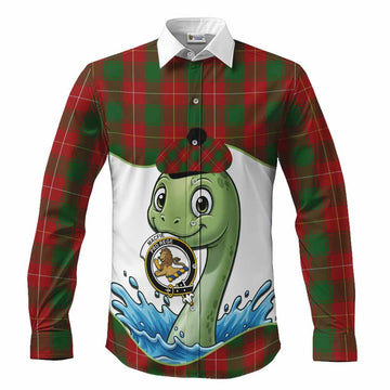MacFie (McFie) Tartan Crest Cute Nessie Long Sleeve Button Shirts Scottish Loch Ness Monster