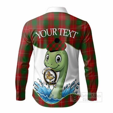 MacFie (McFie) Tartan Crest Cute Nessie Long Sleeve Button Shirts Scottish Loch Ness Monster