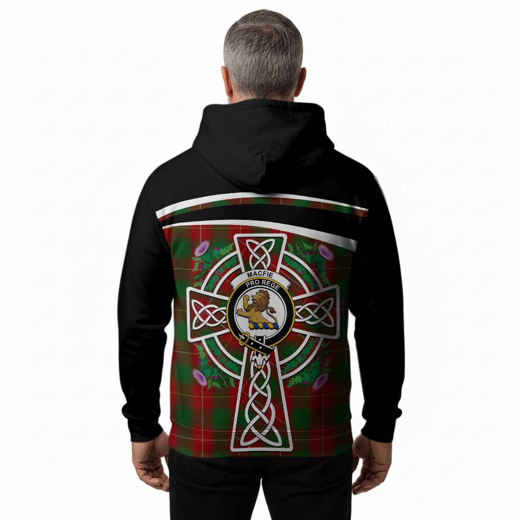 MacFie (McFie) Tartan Crest Hoodie Scottish Thistle Celtic Cross Alba Gu Brath