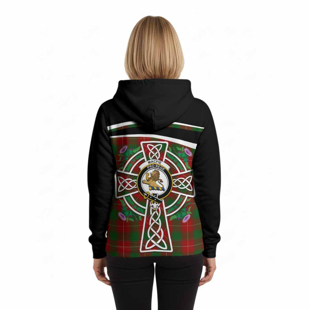 MacFie (McFie) Tartan Crest Hoodie Scottish Thistle Celtic Cross Alba Gu Brath