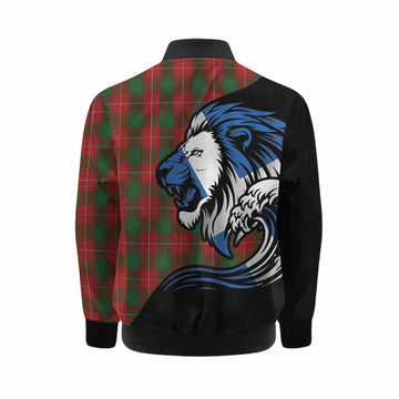 MacFie (McFie) Tartan Crest Kid Bomber Jacket Scottish Golden Lions Wave Flow