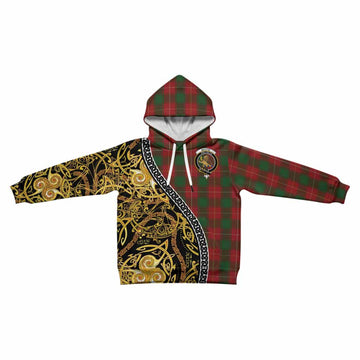 MacFie (McFie) Tartan Crest Kid Hoodie Celtic Knot and Triple Trickle Spiral Symbols