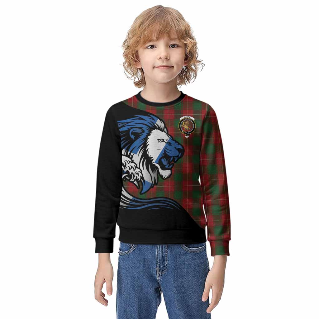 MacFie (McFie) Tartan Crest Kid Knitted Sweatshirt Scottish Golden Lions Wave Flow