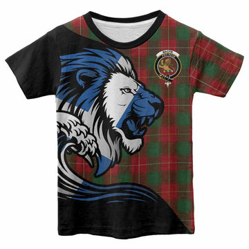 MacFie (McFie) Tartan Crest Kid T-shirt Scottish Golden Lions Wave Flow