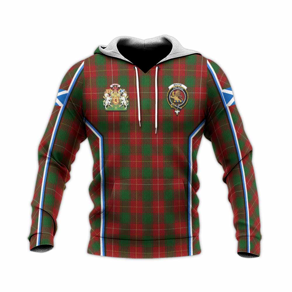 MacFie (McFie) Tartan Crest Knitted Hoodie Scotland Coat of Arm Flag Style - Tartan Vibes Clothing