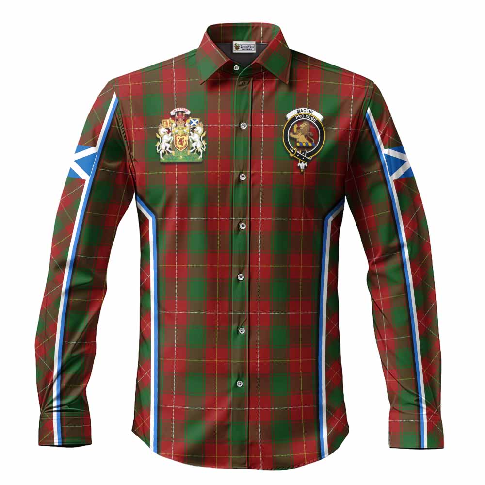 MacFie (McFie) Tartan Crest Long Sleeve Button Shirts Scotland Coat of Arm Flag Style - Tartan Vibes Clothing