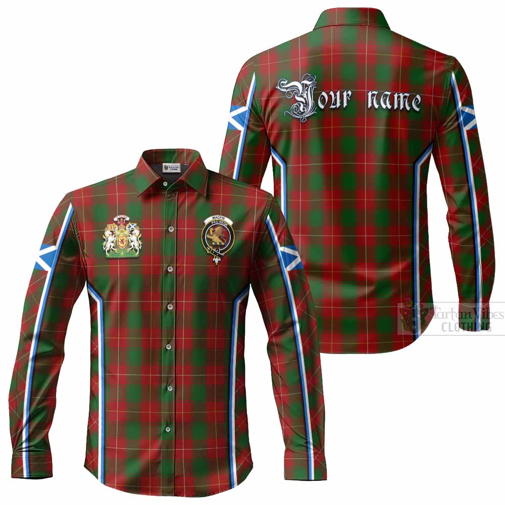 MacFie (McFie) Tartan Crest Long Sleeve Button Shirts Scotland Coat of Arm Flag Style - Tartan Vibes Clothing