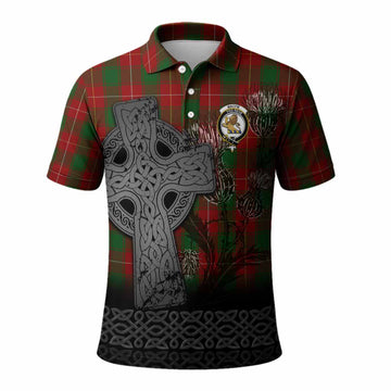 MacFie (McFie) Tartan Crest Polo Shirt Grunge Celtic Cross Scottish Thistle