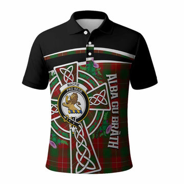 MacFie (McFie) Tartan Crest Polo Shirt Scottish Thistle Celtic Cross Alba Gu Brath