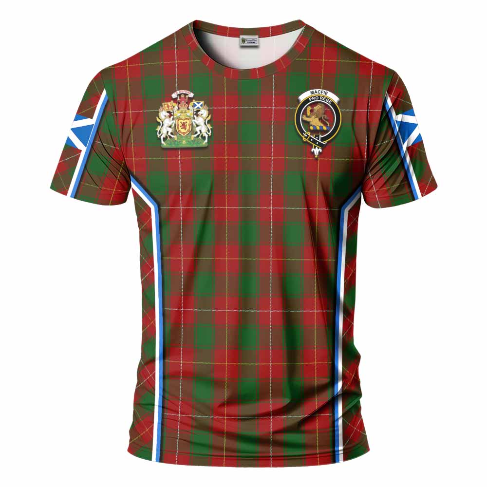 MacFie (McFie) Tartan Crest T-shirt Scotland Coat of Arm Flag Style - Tartan Vibes Clothing